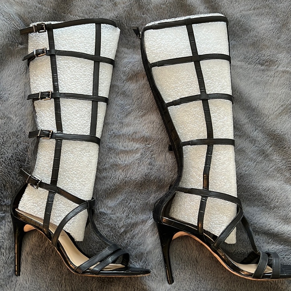 BCBG knee high strapped heel